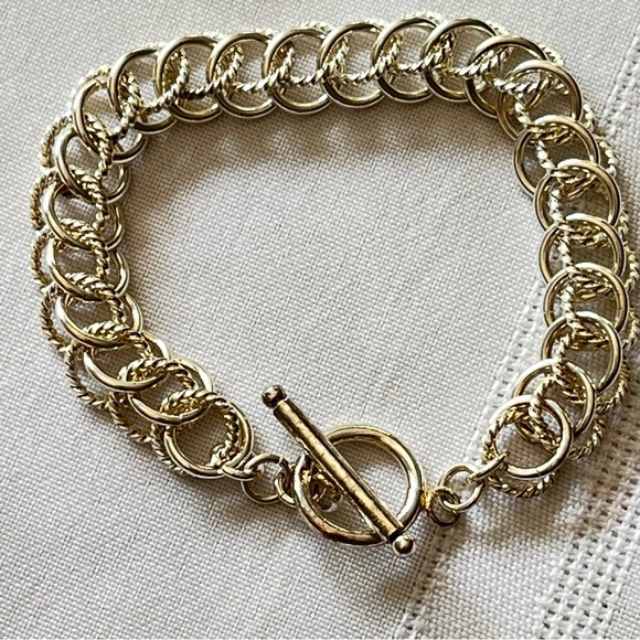 Chainmaille Rope & Smooth Texture Rings Bracelet Double Link Charm Bracelet - Picture 1 of 16